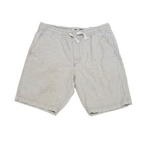 Old Navy Drawstring Shorts Men Medium Gray Cream Striped Linen Blend Summer